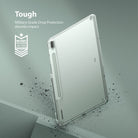 Galaxy Tab S7 FE Case | Fusion - Clear tablet case with military-grade drop protection badge on a green background.