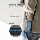 Mi 11 Case | Fusion-X - A person wearing a phone case with a lanyard attached, highlighting the dual strap holes.