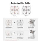 Ringke Airpods 2 / 1 Dust Guard Sticker - Six-step instructional guide for applying metallic dust guard stickers.