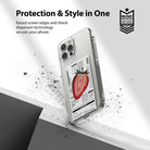 iPhone 12 Pro Max Case | Fusion Design Fruit - Clear phone case with a strawberry nutrition label graphic design.