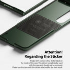 Galaxy Z Fold 3 Case | Slim - Dark green phone case interior showing a permanent adhesive sticker with brand text.