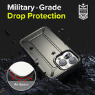 iPhone 13 Pro Case | DX - Rugged phone case on dark debris with a circular inset highlighting internal air space protection.