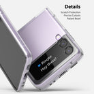 Galaxy Z Flip 3 Case | Slim - Clear protective case on a lavender Galaxy Z Flip 3 showing camera cutouts and screen.
