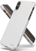 iPhone XS Case | Slim - Matte white slim-fit phone case for iPhone XS with precise cutouts and Ringke branding.