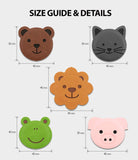 Magnetic Mount Metal Plate [Animal Edition] - Five animal-shaped magnetic plates with labeled dimensions in millimeters.