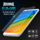 Redmi Note 5 / 5 Plus Screen Protector | Invisible Defender - Redmi Note 5 / 5 Plus Screen Protector - Tempered glass protector hovering over a smartphone with feature icons below.