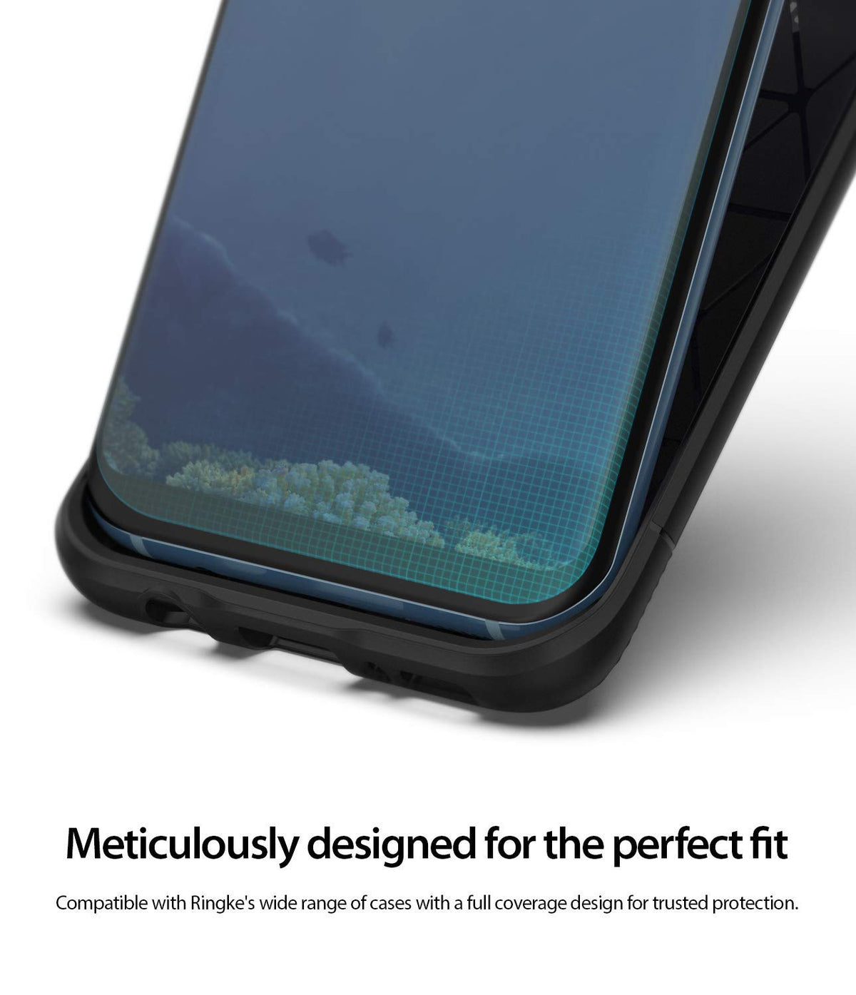 Galaxy S8 Screen Protector | Dual Easy Film - Close-up of a smartphone screen with a full-coverage protective film.