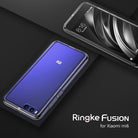 Mi 6 Case | Fusion - A clear protective case on a blue Xiaomi Mi 6 phone, shown from both front and back angles.