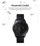 Galaxy Watch 42mm Screen Protector | Glass - Galaxy Watch 42mm Screen Protector - Smartwatch screen showing fingerprint smudges on one side and water beads on the other.