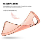 LG G6 Case | Air - A thin, transparent rose-gold phone case floating next to a soft pink feather on a white background.