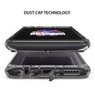 OnePlus 5 Case | Fusion - Clear phone case with an open port dust cap, highlighting protective port cover technology.