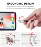 Smart Fish Charging Cable | Lightning [2 Pack] - Hand holding a Lightning cable near a phone with ergonomic grip diagrams.
