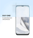 Galaxy S8 Plus Screen Protector | Dual Easy Film - Smartphone screen protector being applied with a peeling layer.