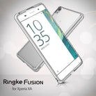 Xperia XA Case | Fusion - Clear protective phone case shown from front and back angles on a Sony Xperia XA smartphone.