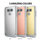 LG G6 Case | Mirror - Three LG G6 phones in silver, rose gold, and royal gold mirror cases against a white background.