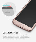 Moto G6 Screen Protector | Glass - Diagram showing glass screen protector edge fit on a curved Motorola Moto G6.