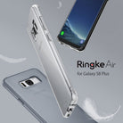 Galaxy S8 Plus Case | Air - Clear protective phone case shown from multiple angles with floating white feathers.