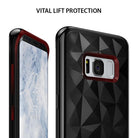 Galaxy S8 Plus Case | Air Prism - Black phone case with geometric pattern and raised edges for screen and camera protection.