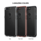 OnePlus 5T Case | Fusion - Three OnePlus 5T phone cases in clear, rose gold, and smoke black arranged side-by-side.
