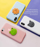 Magnetic Mount Metal Plate [Animal Edition] - Three smartphones with cute lion, cat, and frog animal-shaped magnetic plates.