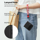 Galaxy Z Flip 3 Case | Slim - A person wearing a phone case with a red lanyard attached to a built-in strap hole.