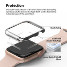 Apple Watch Series 6 / 5 / 4 / SE (44mm) | Bezel Styling - Exploded view showing a metal bezel cover and adhesive tape.