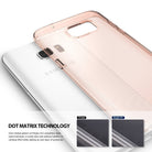 Galaxy S7 Edge Case | Air - Rose gold transparent phone case over a white smartphone with a dot matrix pattern comparison.