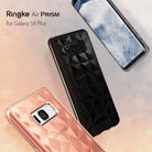 Galaxy S8 Plus Case | Air Prism - Black and rose gold geometric prism-patterned phone cases shown from back and front.
