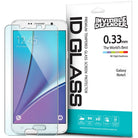 Galaxy Note 5 Screen Protector | Glass - Galaxy Note 5 Screen Protector - Transparent tempered glass screen protector next to its white retail packaging box.
