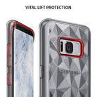 Galaxy S8 Plus Case | Air Prism - Clear phone case with geometric pattern and red accents on a Samsung Galaxy S8 Plus.