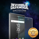 Xperia Z5 Premium Screen Protector | Invisible Defender - Xperia Z5 Premium Screen Protector - Invisible Defender film being applied to a Sony smartphone against a starry background.