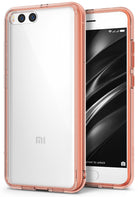 Mi 6 Case | Fusion - Clear protective phone case with a rose gold bumper frame shown from front and back angles.