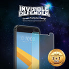 HTC 10 Screen Protector | Invisible Defender - HTC 10 Screen Protector - Invisible Defender screen protector for HTC 10 with a 3+1 pack lifetime warranty badge.