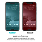 HTC One A9 Screen Protector | Invisible Defender Glass - HTC One A9 Screen Protector - Two smartphones showing full-screen coverage of ID Glass compared to a standard protector.
