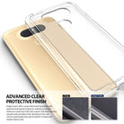 LG G5 Case | Fusion - Clear protective phone case hovering over a gold LG G5 smartphone with comparison scratch-test insets.