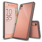 Xperia X Case | Fusion - Rose gold Sony Xperia X phones shown from front and back inside clear protective cases.