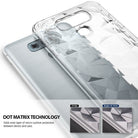 LG G6 Case | Air Prism - Clear geometric prism-patterned phone case partially covering a silver LG G6 smartphone.