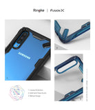 Galaxy A70 Case | Fusion-X - Three close-up views highlighting camera protection, strap access, and refined case design.