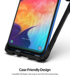 Galaxy A50 Screen Protector | Dual Easy Film - Close-up of a smartphone in a black protective case with a screen film.
