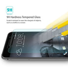 HTC One A9 Screen Protector | Invisible Defender Glass - HTC One A9 Screen Protector - A utility knife blade scrapes across a 9H tempered glass screen protector on a smartphone.