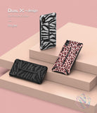 iPhone XS Max Case | Dual-X Design - Three protective phone cases with zebra and leopard prints displayed on tiered platforms.