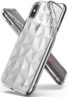 iPhone XS Case | Air Prism - Clear protective phone case with a geometric, diamond-cut pattern on the back.