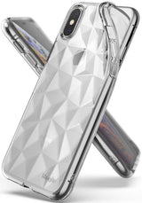 iPhone XS Case | Air Prism - Clear protective phone case with a geometric, diamond-cut pattern on the back.