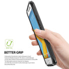 HTC 10 Case | Onyx - A hand holding an HTC 10 smartphone protected by a black, textured, non-slip Onyx case.