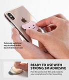 Magnetic Mount Metal Plate [Animal Edition] - Hands applying a pink pig-shaped adhesive metal plate to a smartphone case.