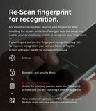 Galaxy S24 Ultra Screen Protector | Easy Slide Tempered Glass - Galaxy S24 Ultra Screen Protector - Instructions for re-scanning fingerprints on a smartphone screen after installation.