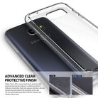 Galaxy S7 Case | Fusion - Clear protective phone case hovering over a black Samsung Galaxy S7 smartphone.