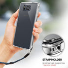 Galaxy Alpha Case | Fusion - Hand holding a clear phone case with a built-in lanyard hole and a close-up of the strap holder.