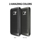 HTC 10 Case | Onyx - Two brushed metal texture phone cases in Black and Mist Gray side-by-side against a white background.