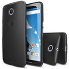 Google Nexus 6 Case | Slim - Matte black protective phone case shown from front, back, and side angles on a Nexus 6.